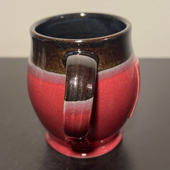 Handcrafted Hand Thrown Glazed Pottery Mug w/ Incised Bicycle by Jenny Blasen - Picture 8 of 16